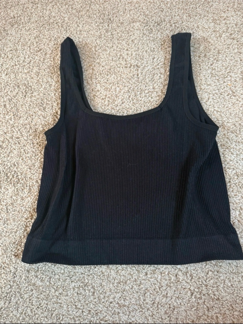 Rue21 Black Ribbed Square-Neck Tank